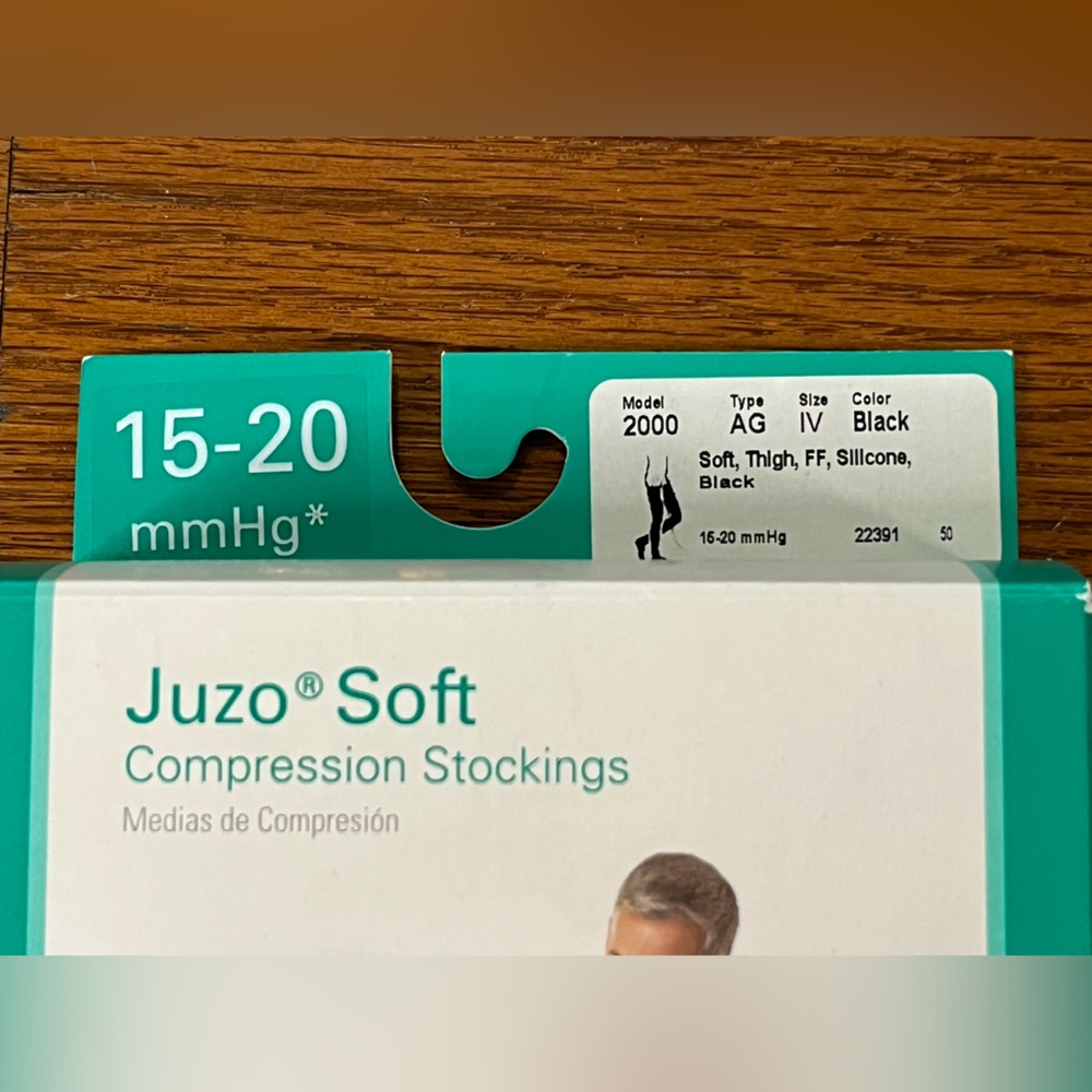 Juzo Soft Compression Stockings Black Thigh High Size IV 15–20 mmHg Medical - Picture 3 of 4